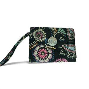 Vera Bradley Wristlet Wallet Clutch BANDANA SWIRL Quilted Fabric Turnlock Closur
